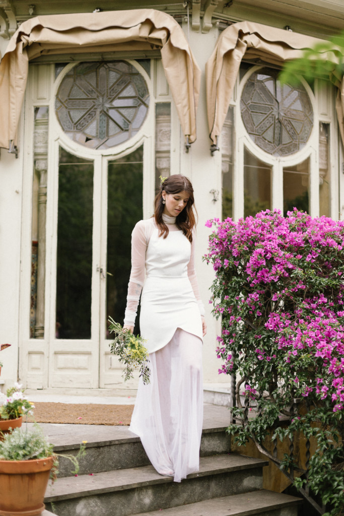 Vestido de novia de dos piezas en tul